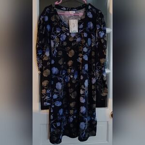 LuLaRoe Black and Blue Floral Long Sleeve Dress